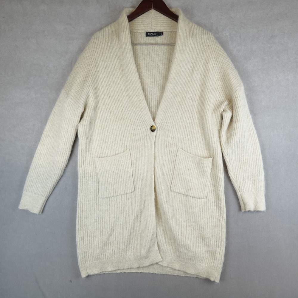Soaked In Luxury Cardigan Tuesday Amaya Women Alpaka Wool Knit in Light Beige